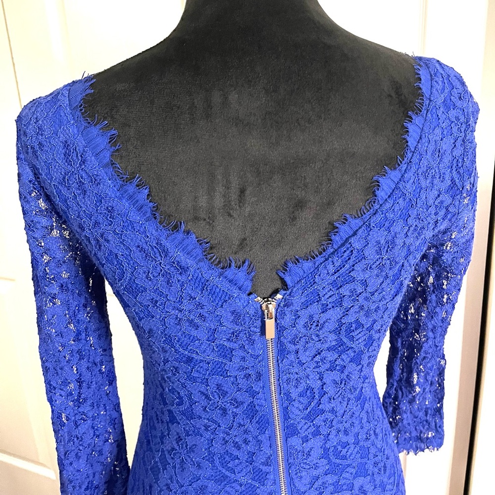 Diane Von Furstenberg DvF Zarita Cobalt Blue Lace Dress sz 6 - Picture 7 of 16